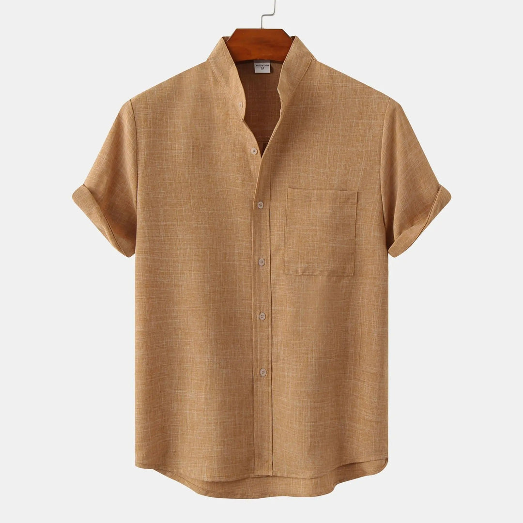 Men's Cotton-Linen Short Sleeve Shirt
