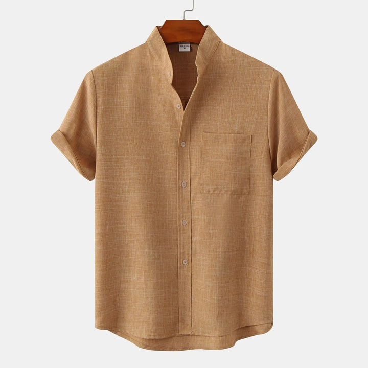 Men's Cotton-Linen Short Sleeve Shirt