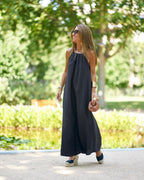 Women's Hanging Neck Dress – Soft Cotton-Polyester Casual Mini Dress-HighTouch