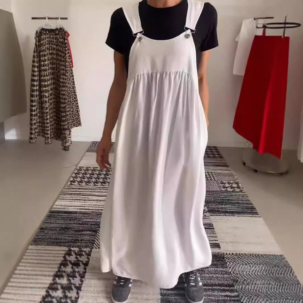 Women's Cotton & Linen Sling Dress – Fresh & Sweet Suspender Midi-HighTouch