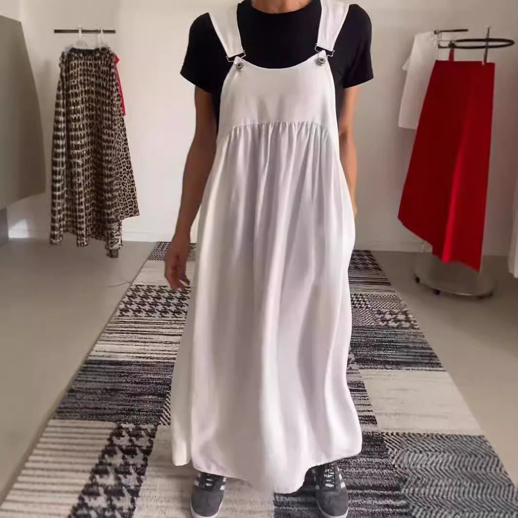 Women's Cotton & Linen Sling Dress – Fresh & Sweet Suspender Midi-HighTouch