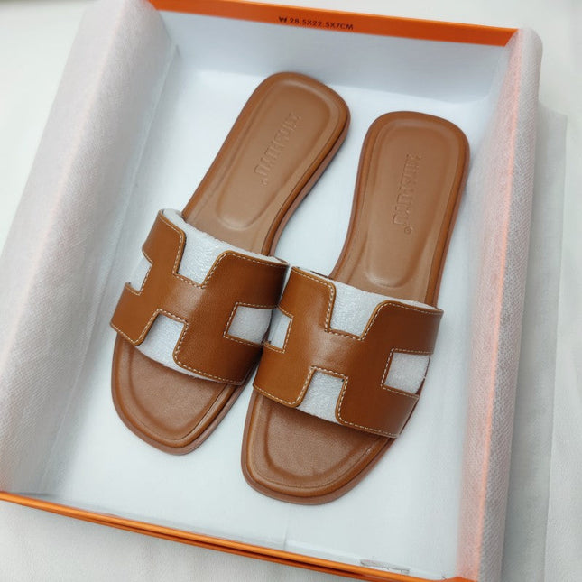 H Design Sandal – Premium Faux Leather Slip-On Sandals