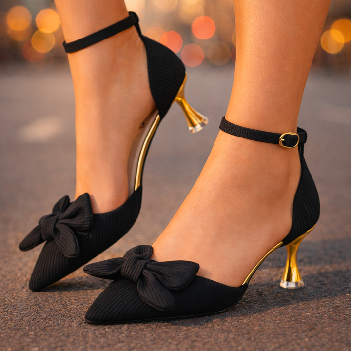 Women's Bow Heels – Elegant Pointed Toe Pumps
