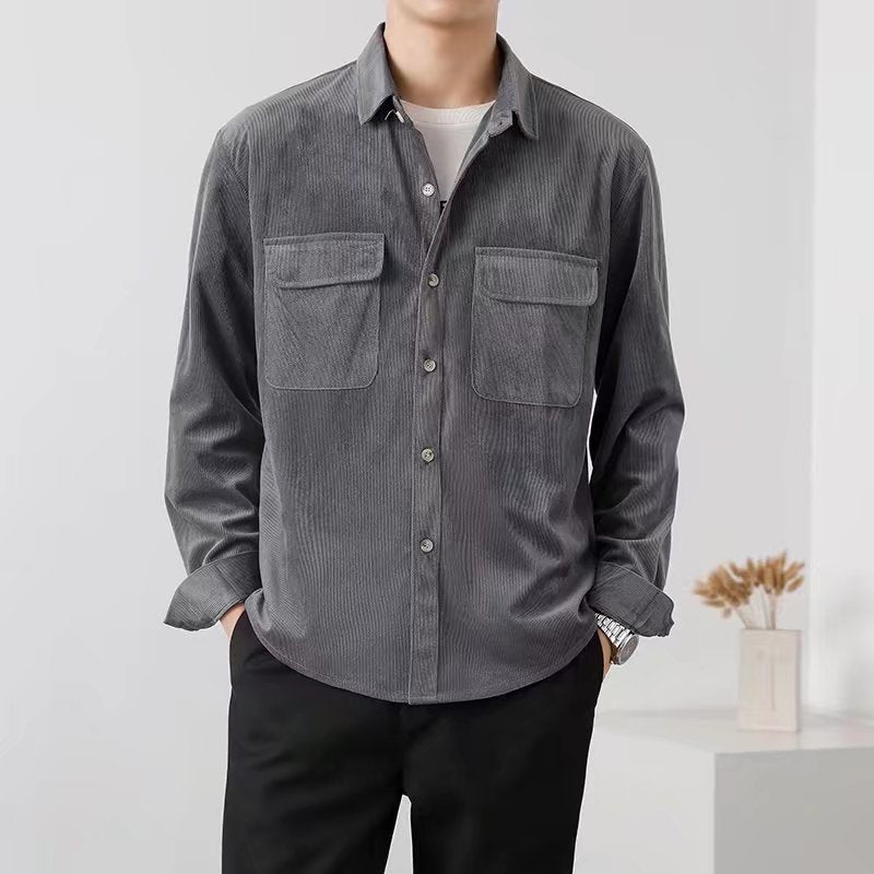 Vintage Corduroy Workwear Shirt Men-HighTouch