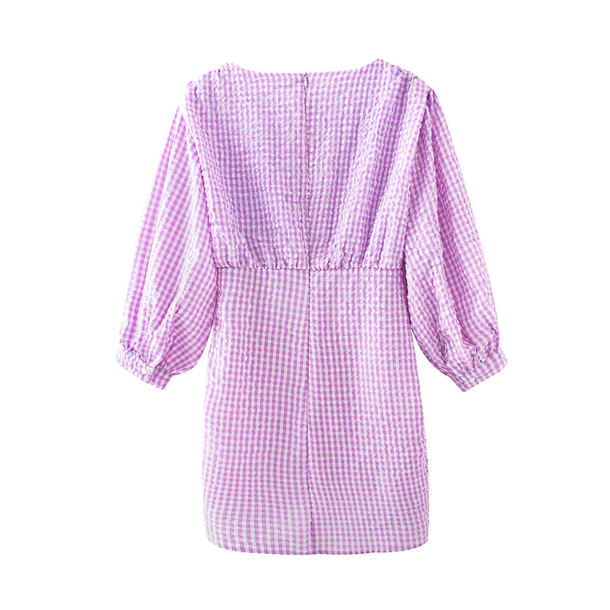 Purple and White Plaid Dress-HighTouch