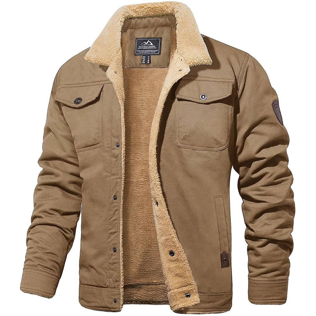 Mens Warm Thick Down Filled Winter Jacket With Button Closure And Windproof