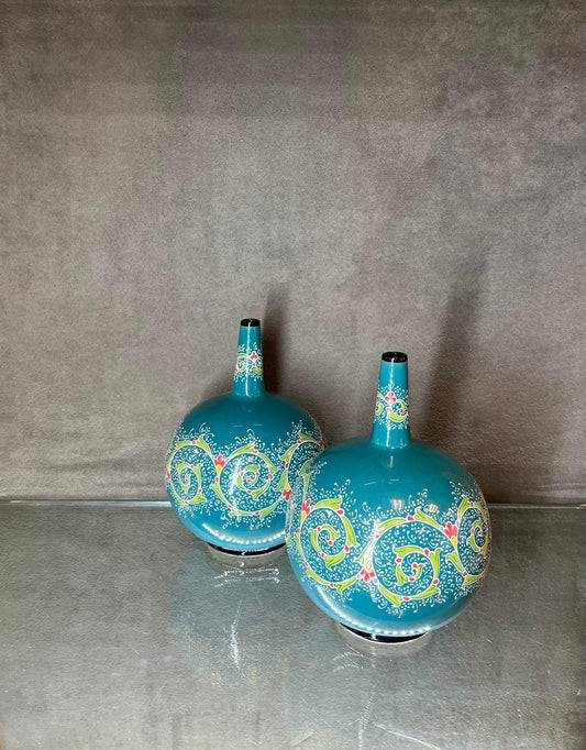 Glazed Blue Bottle Vase