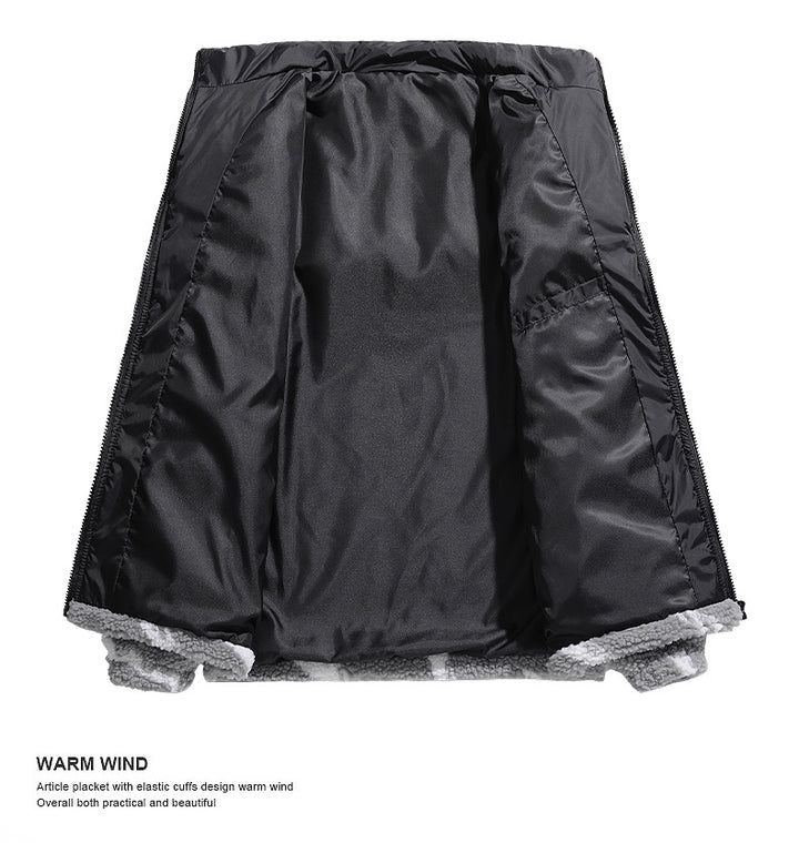 Autumn Men's Fleece Fashion Brand Contrast Color Baggy Coat-HighTouch