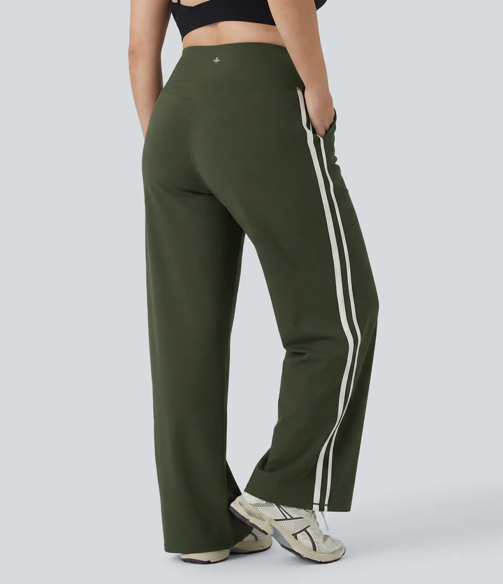 Plus Size Yoga Pants Women Tummy Control Baggy Stripe Pants