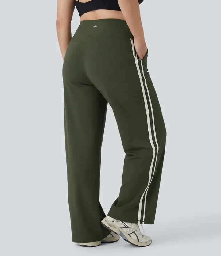 Plus Size Yoga Pants Women Tummy Control Baggy Stripe Pants