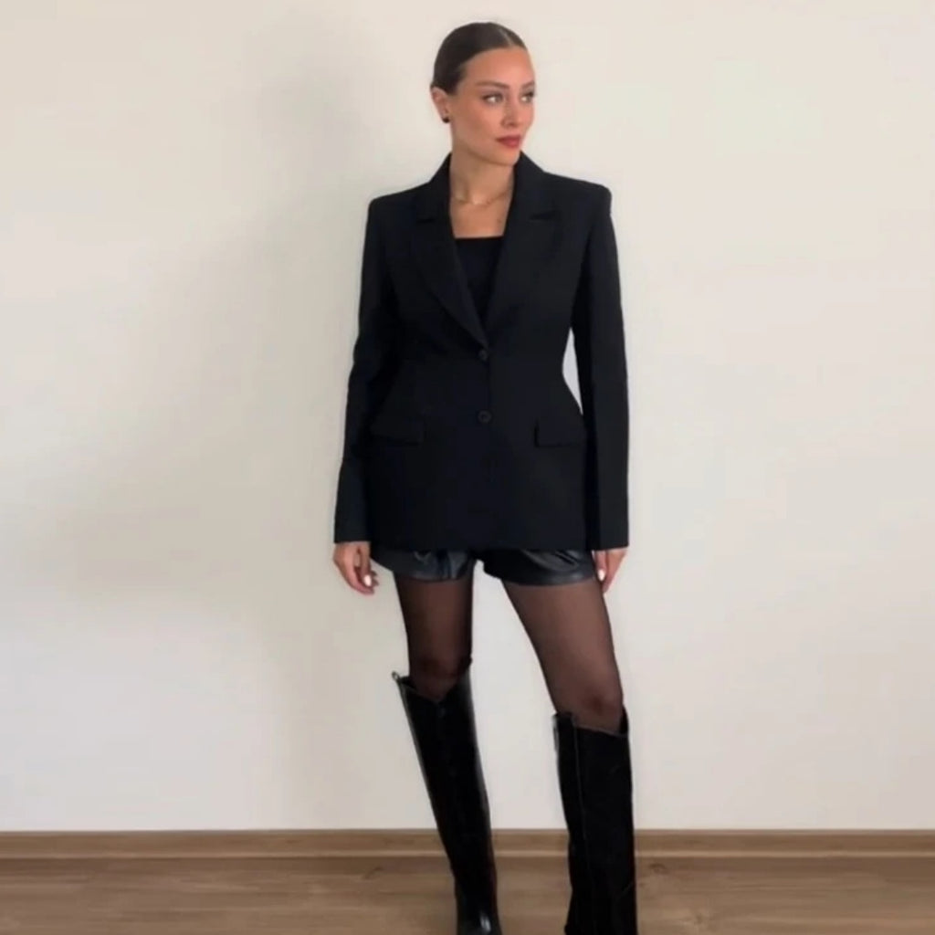 Plus Size Black Suit Coat-HighTouch