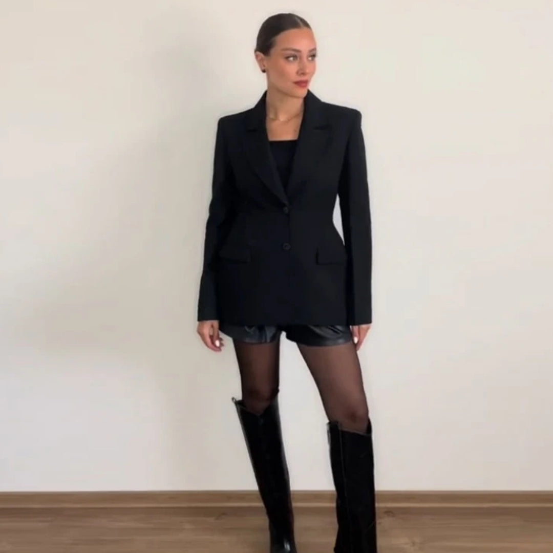 Plus Size Black Suit Coat-HighTouch