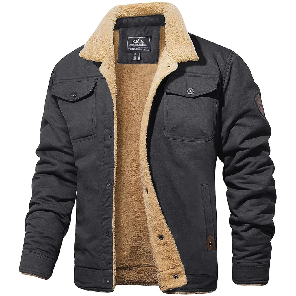Mens Warm Thick Down Filled Winter Jacket With Button Closure And Windproof