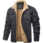 Mens Warm Thick Down Filled Winter Jacket With Button Closure And Windproof