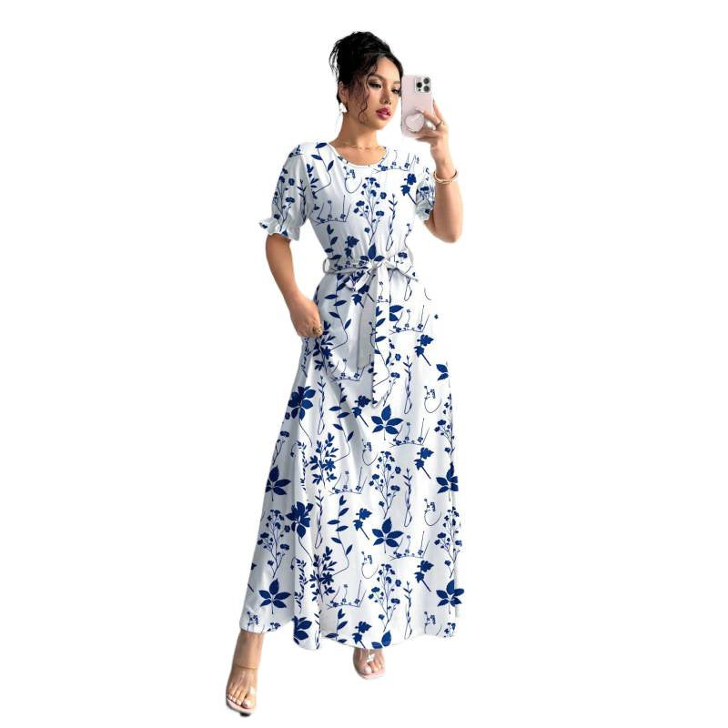 Summer Fashion Short-Sleeve Printed Dress-HighTouch