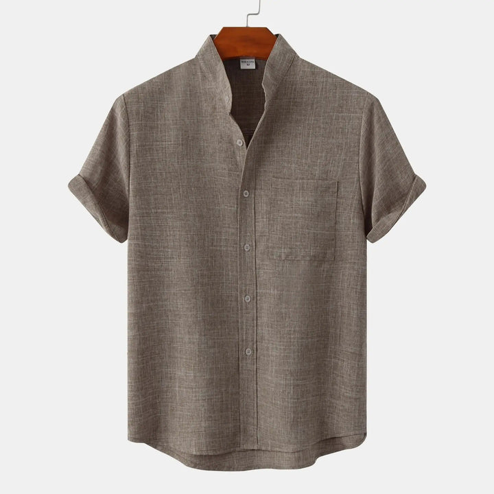 Men's Cotton-Linen Short Sleeve Shirt