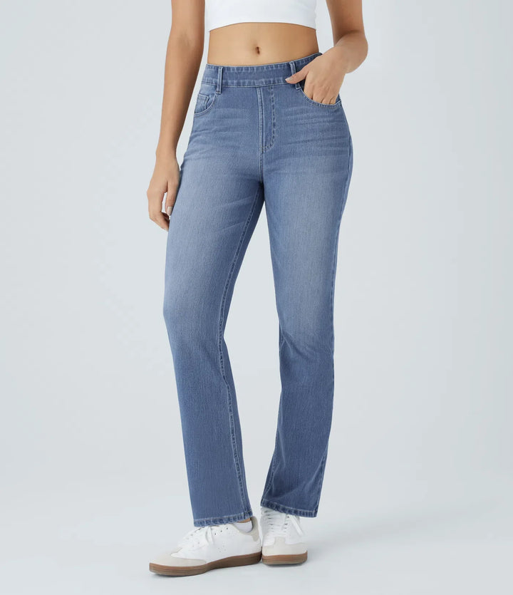 Bootcut Jeans Women High Waisted Washed Stretch Pockets