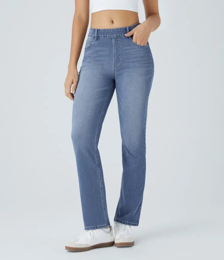 Bootcut Jeans Women High Waisted Washed Stretch Pockets