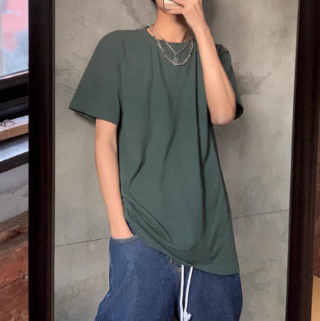 Men's Cotton Blend Round Neck T-Shirt – American Casual Youthful Pop Style-HighTouch