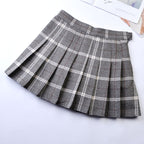 Women’s High-Waist College Skirt – Plaid Pleated Academic Mini
