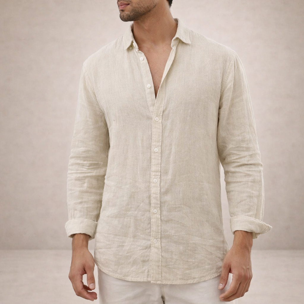 Men's Formal Linen Shirt - Smart Tailored Summer Dress Shirt