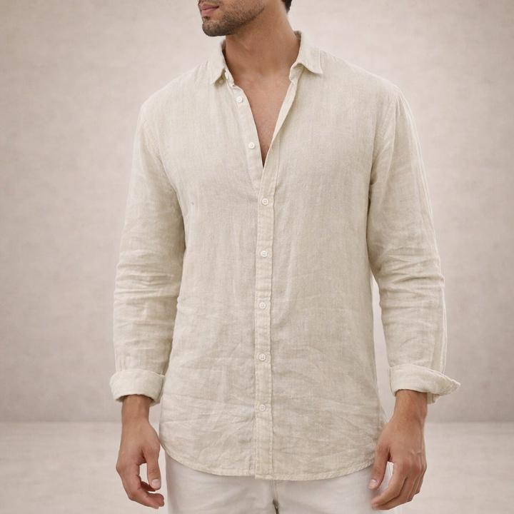 Men's Formal Linen Shirt - Smart Tailored Summer Dress Shirt
