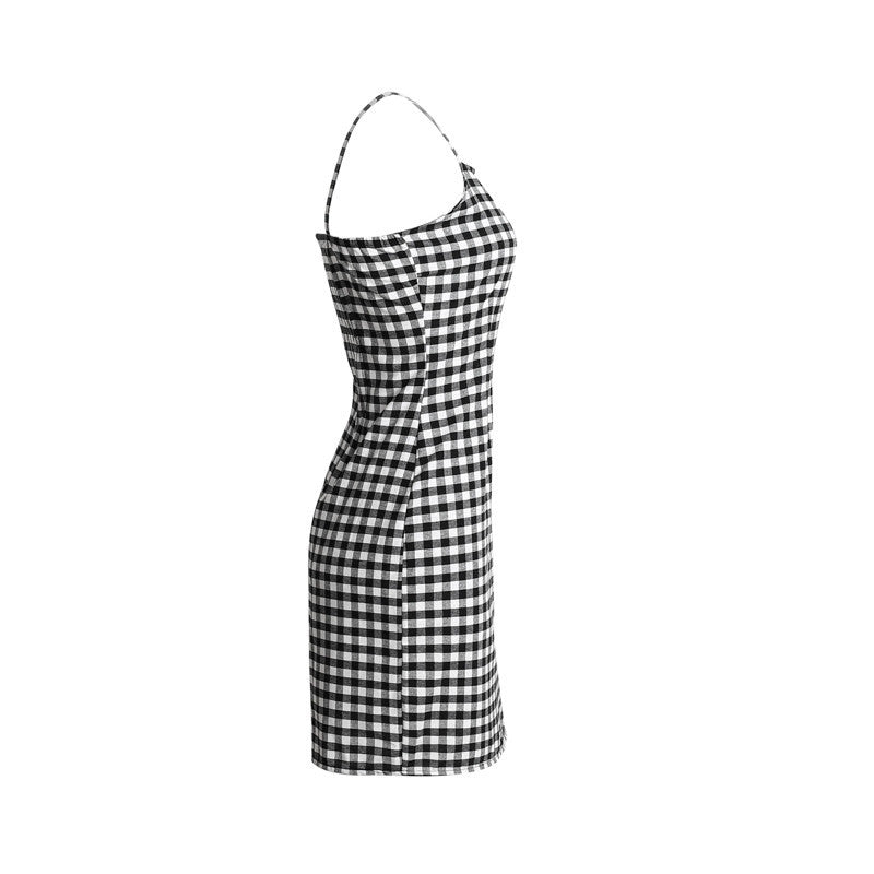 Women's Sling Plaid Midiskirt – Sweet Cotton A-Line Skirt-HighTouch