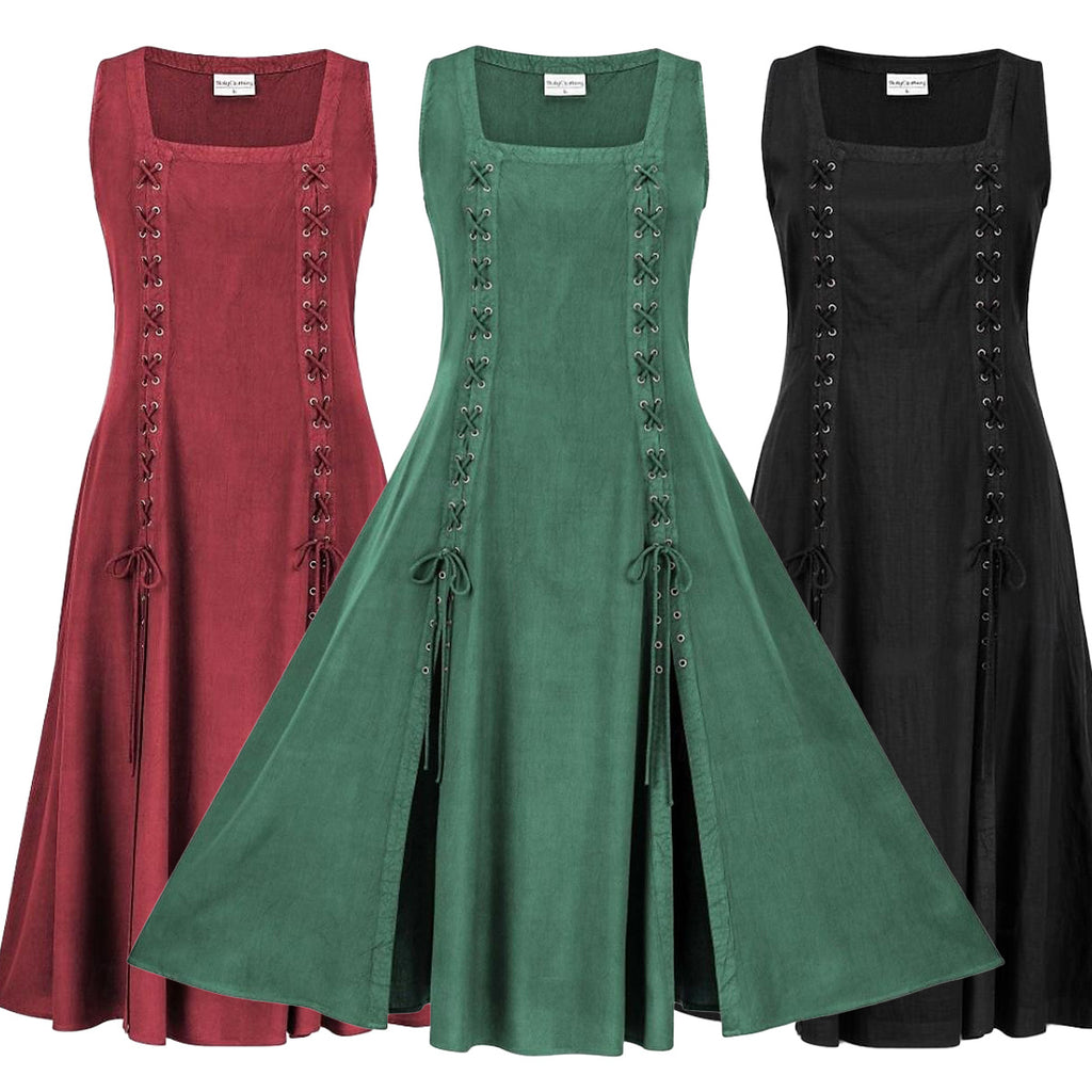 Cotton & Linen Medieval Renaissance Dress – Unisex Historical Style-HighTouch