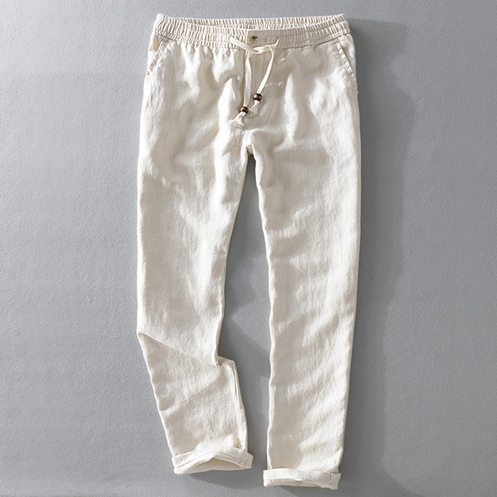 Men’s Linen Pants Casual Loose Fit Summer Lightweight Trousers-HighTouch