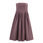Women’s Asymmetric Pleated Maxi Dress – Elegant European Style-HighTouch