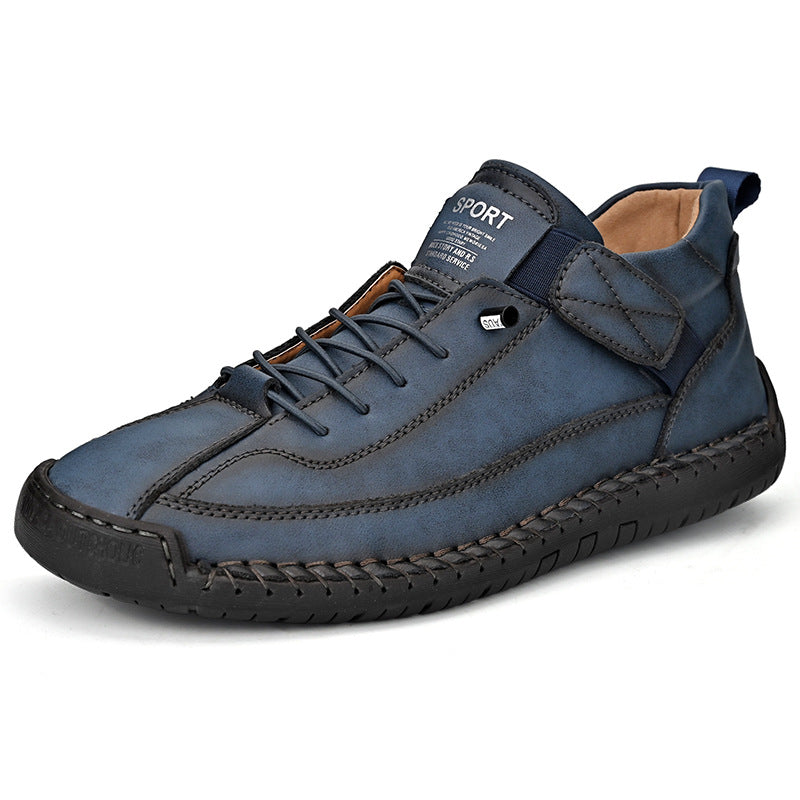 Men’s Cowhide Mid-Top Casual Boots – Durable Lace-Up Leather Shoes-HighTouch
