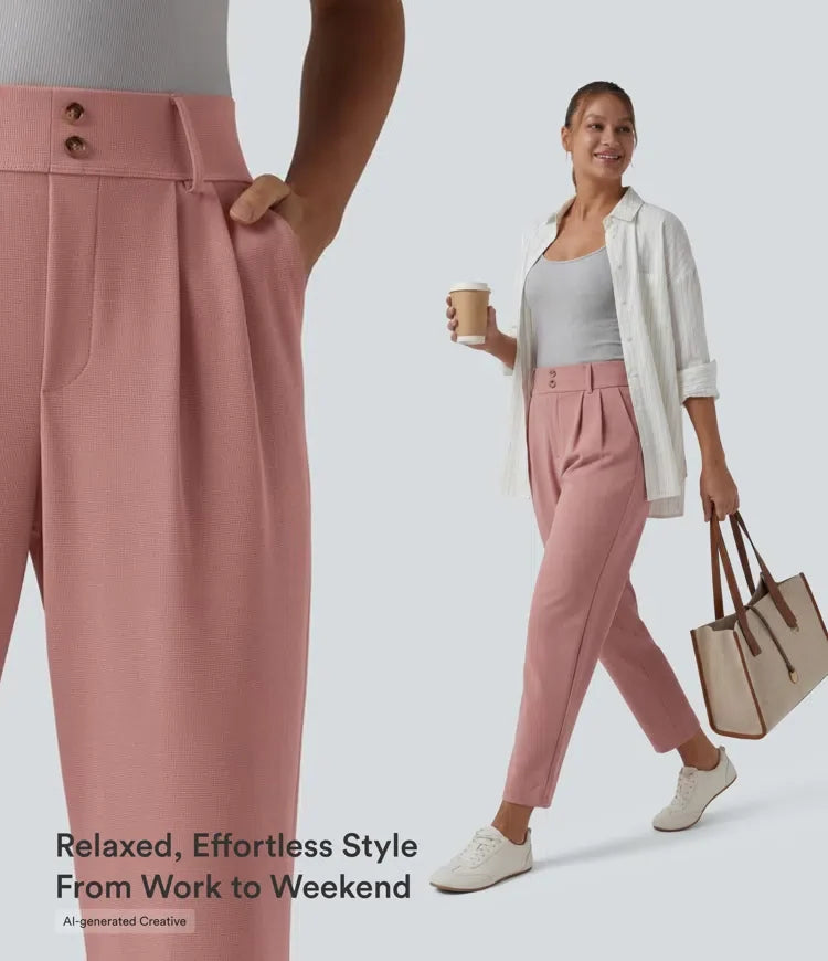 Halara Flex High Waisted Tapered Waffle Work Pants with Pockets