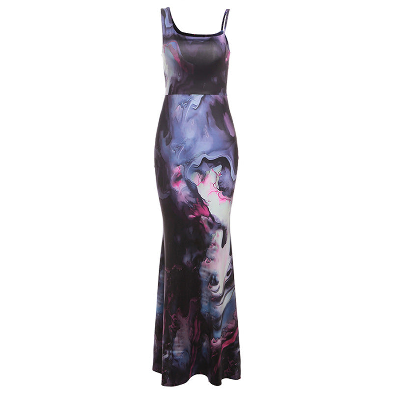 Women's Sling Off-neck Fashion Printing Dress-HighTouch