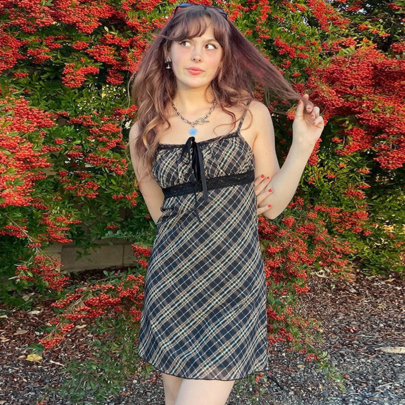Women's Sweet High-Waist A-Line Mini Dress-HighTouch