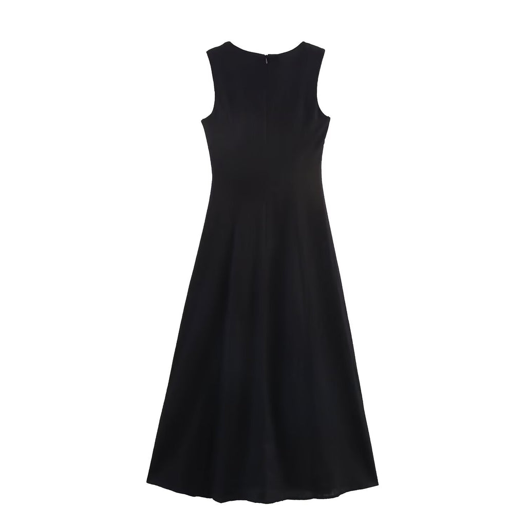 Women's Fresh Sweet Strappy Dress – Collage Stitching Zipper Detail-HighTouch