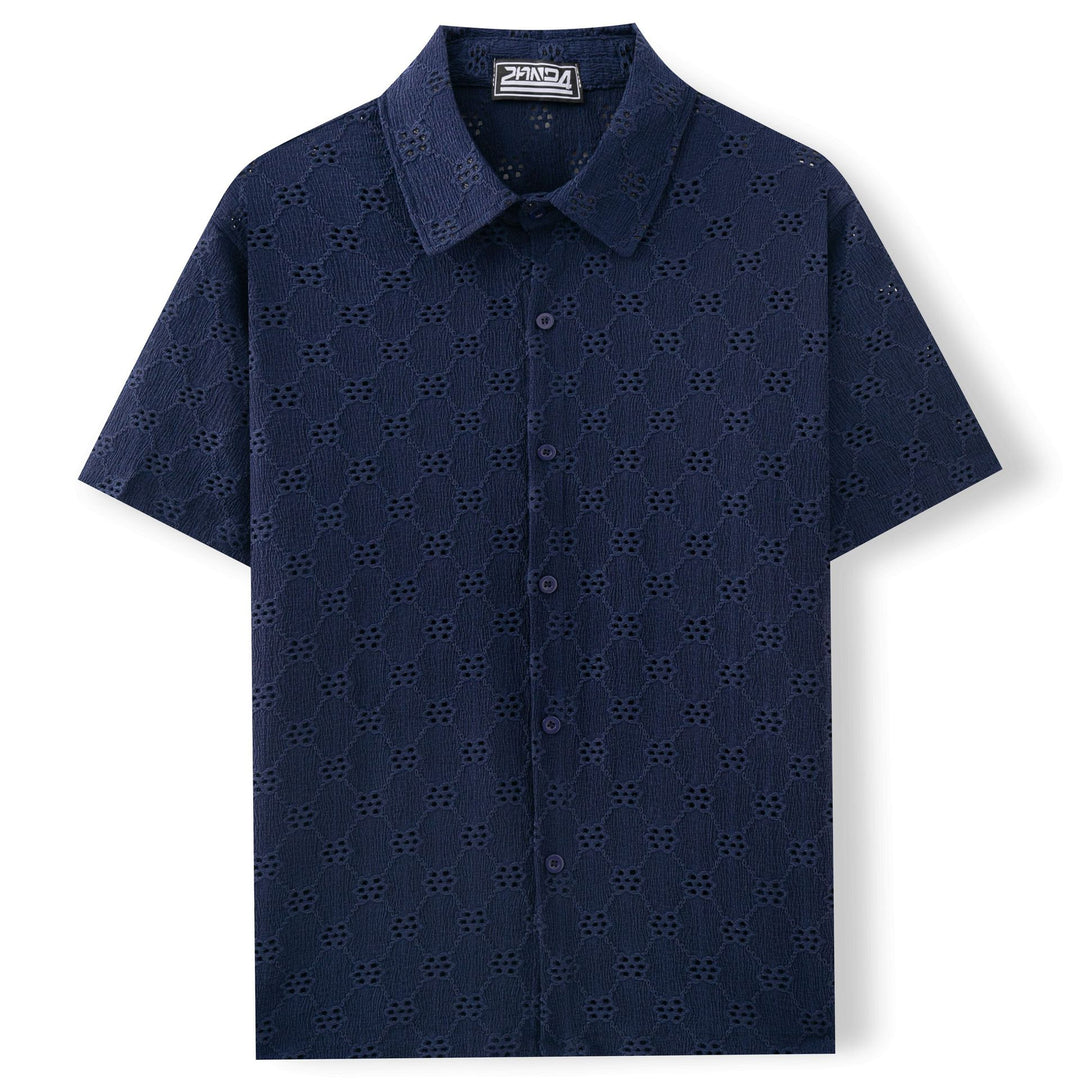 Hollow Jacquard Summer Casual Short Sleeve-HighTouch