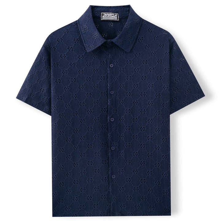 Hollow Jacquard Summer Casual Short Sleeve-HighTouch
