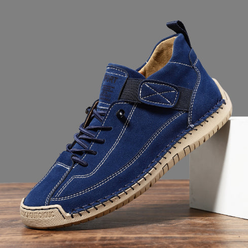 Men’s Cowhide Mid-Top Casual Boots – Durable Lace-Up Leather Shoes-HighTouch