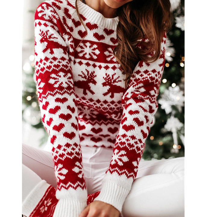 Women's Ugly Christmas Elk Snowflake Sweater - Festive Winter Sweater