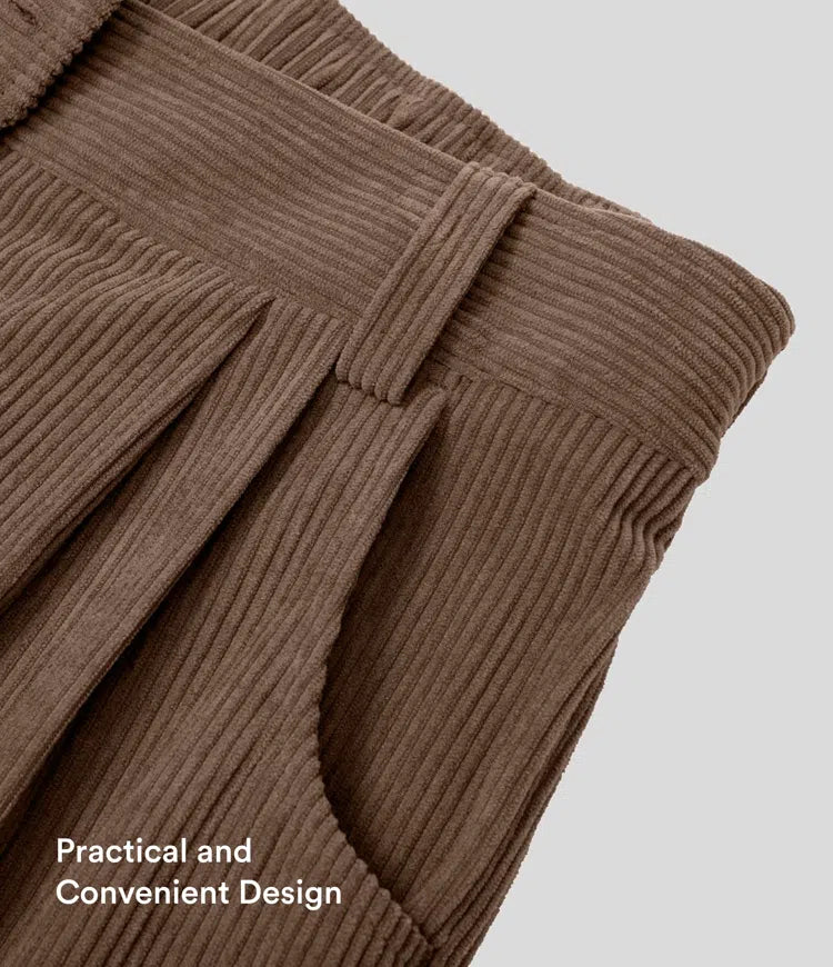Mid Rise Zipper Pocket Corduroy Casual Pants