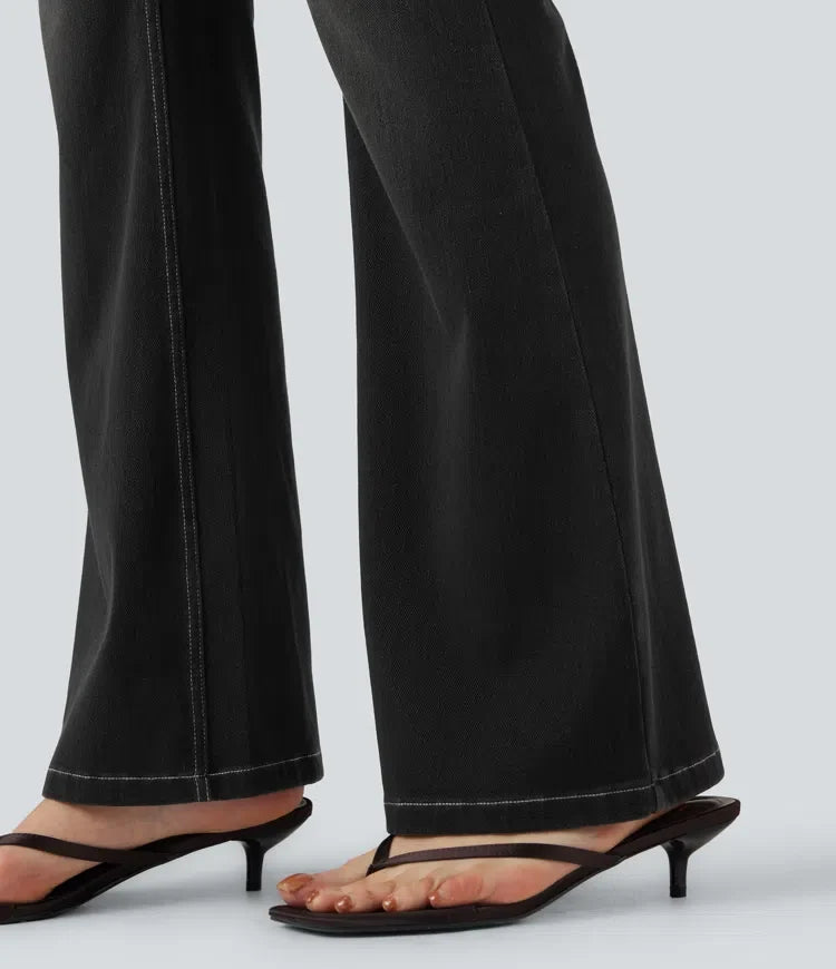 Bootcut Leggings Women Tummy Control Butt Lifting Black Denim