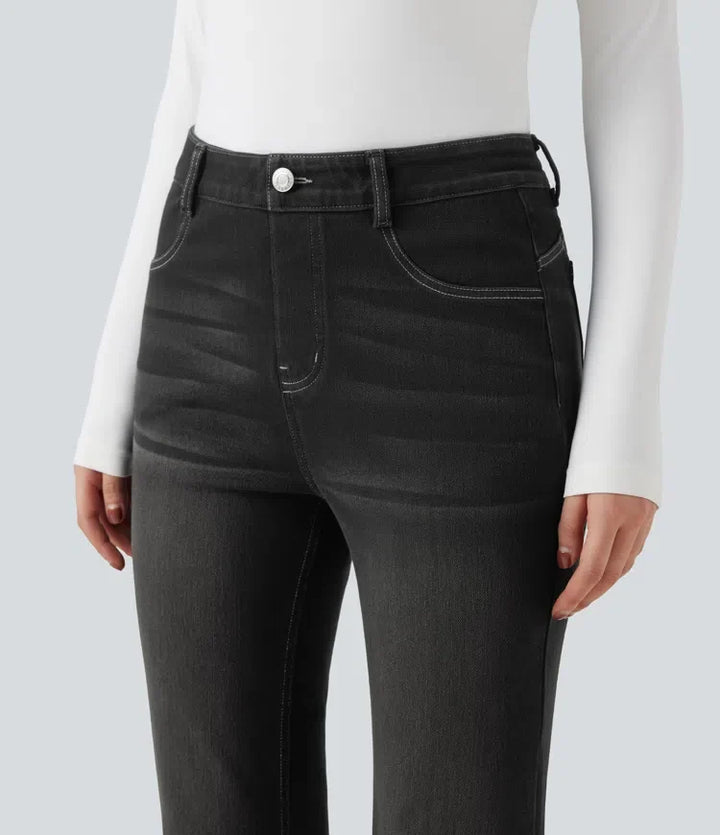 Bootcut Leggings Women Tummy Control Butt Lifting Black Denim