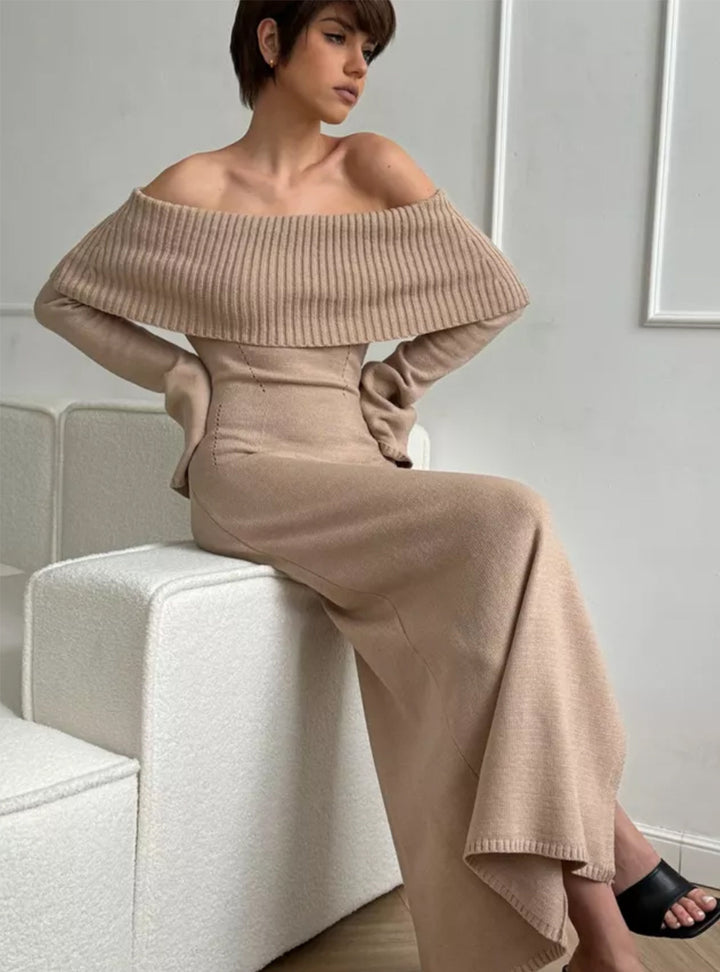 Off-Shoulder Knitted Dress UK-HighTouch