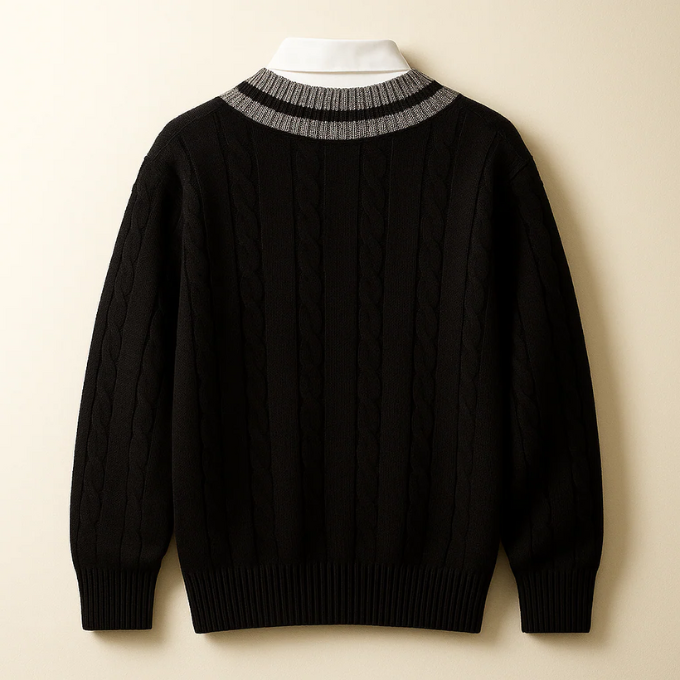 Men's Hampton V-Neck Sweater – Cable Knit Style