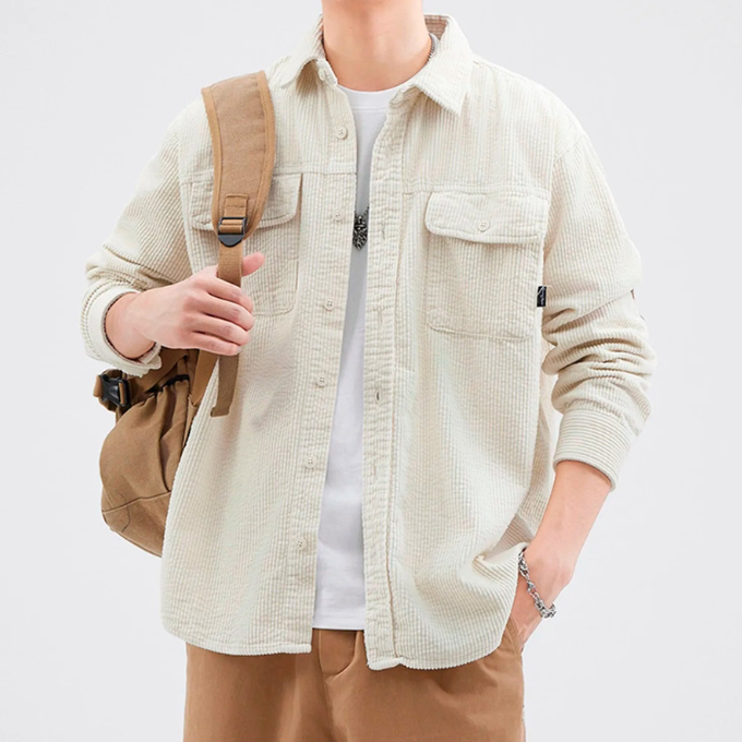 Men's Corduroy Button-Up Shirt – Relaxed Fit