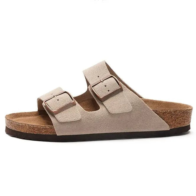 Retro Explosion Belt Buckle Sandals Cross-Border Plus Size Flat Slippers for Men Women Summer