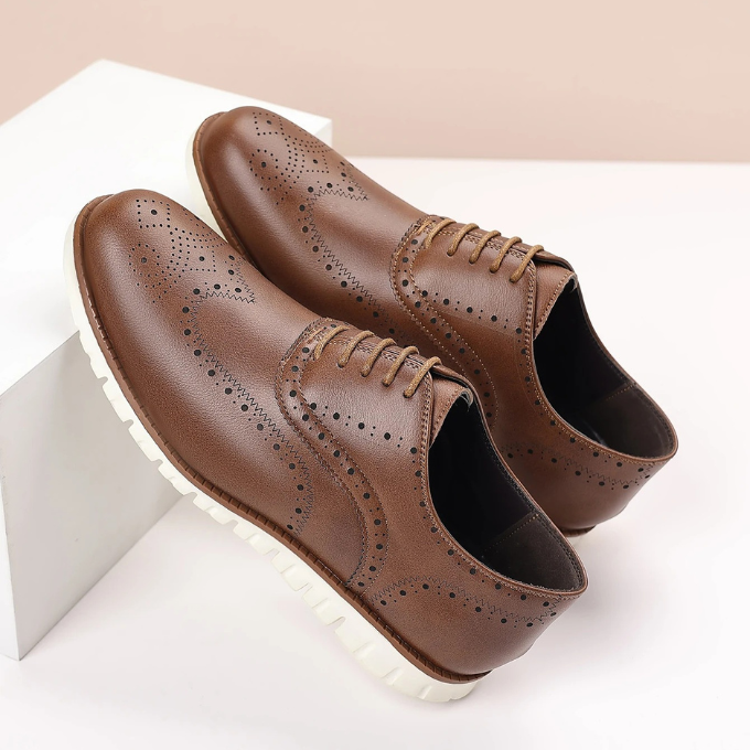 Men's Brogue Sneakers | Casual Leather Wingtip Dress Shoes