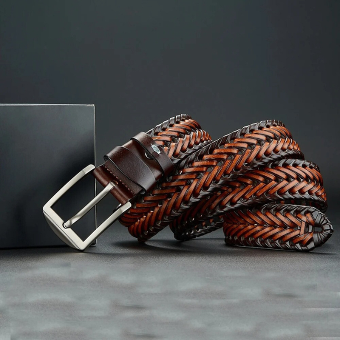 Men's Braided Cowhide Leather Belt