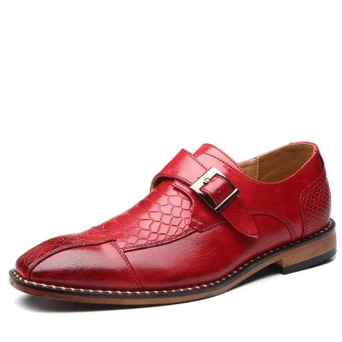 Men's Reptile Textured Leather Monk Strap Shoes