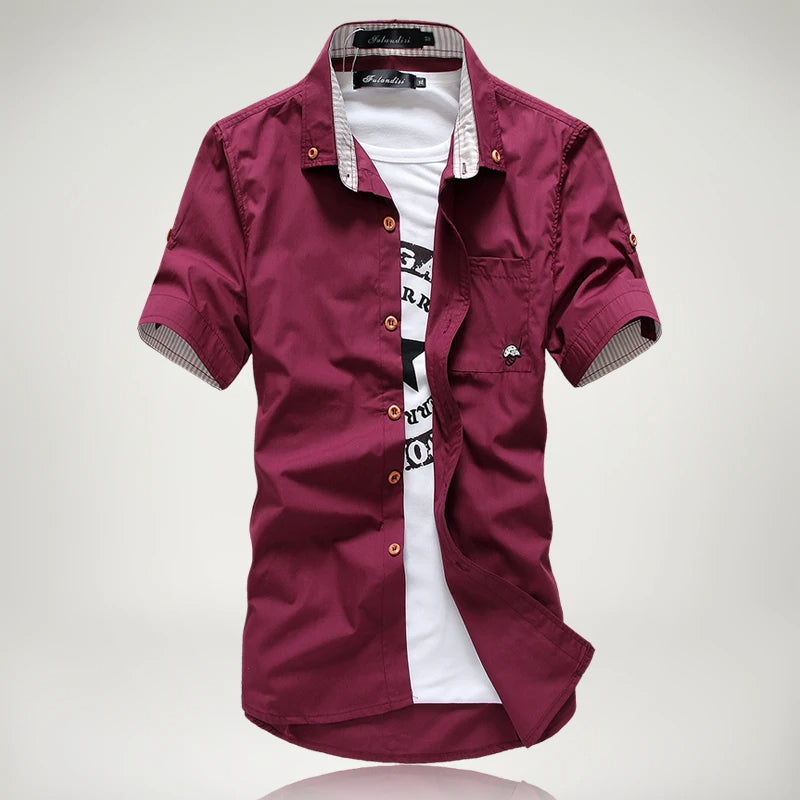 Men's Cotton Button-Up Shirt – Lightweight & Breathable